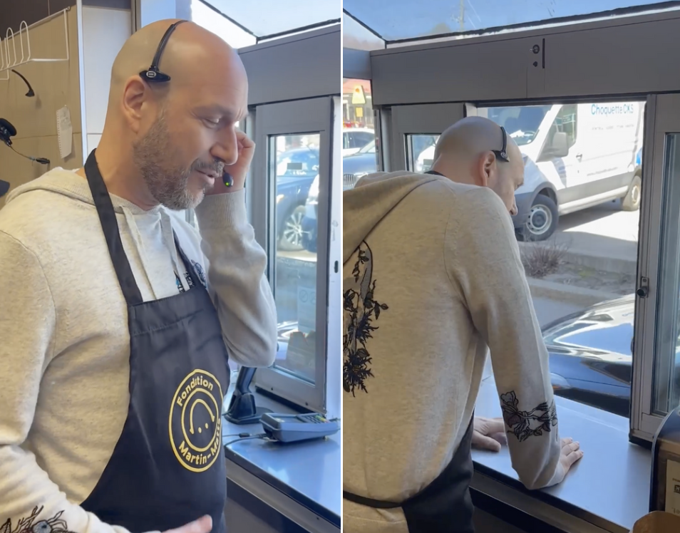 Martin Matte au service à l’auto au Tim Hortons!